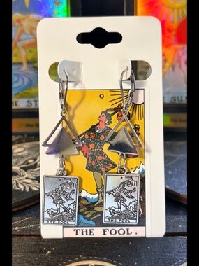 Tarot-Themed Silver The Fool Dangle Earrings